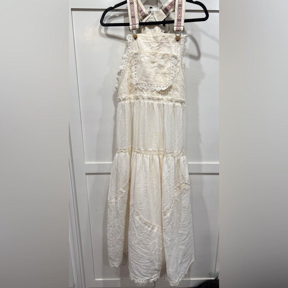 Lace Crochet Vintage Overalls Maxi Dress